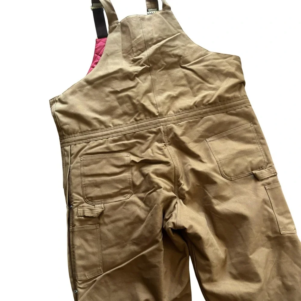 Carhartt Bib Overalls Mens 50x30 Brown R38 Duck Insulated Quilt Lined Workwear